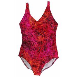 Speedo Snake Print Ruched One Piece Monokini Swimsuit SZ 8